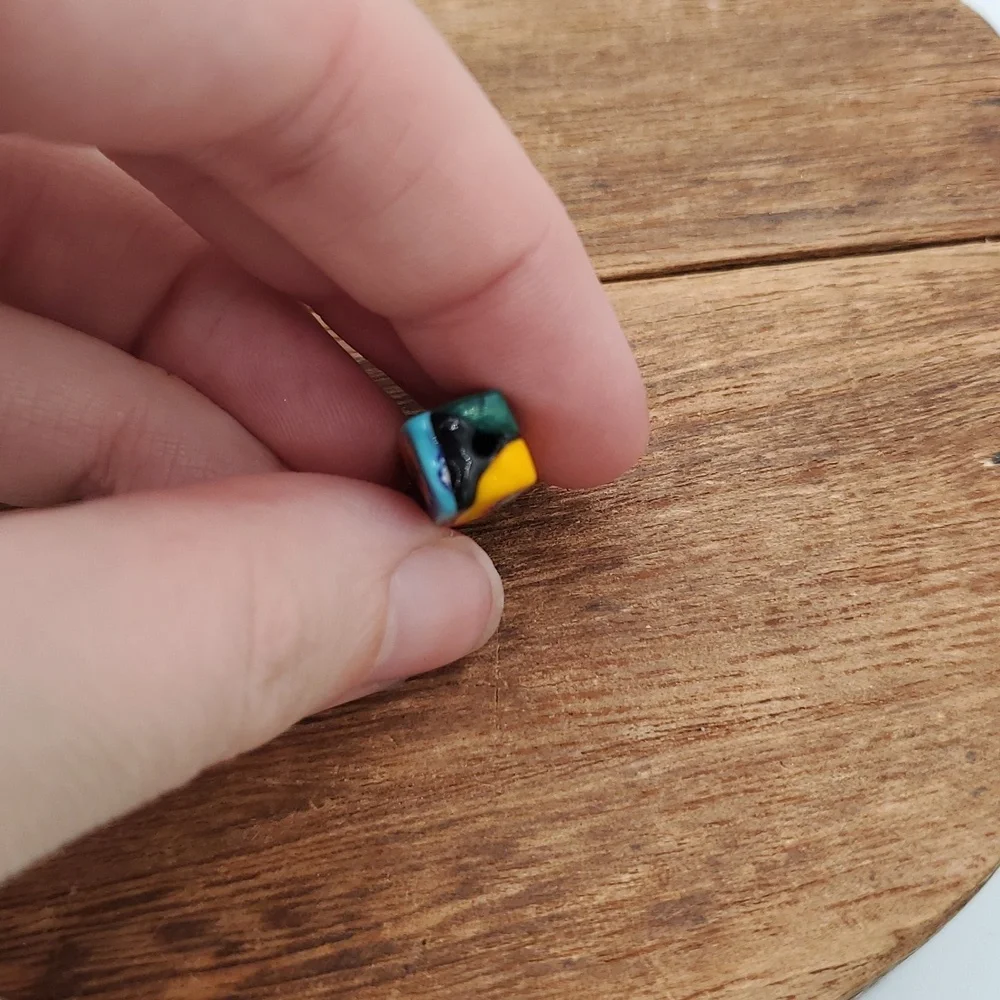 1970s Well Made Intricate Colorful Floral Glass Bead P304